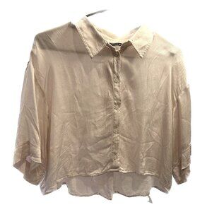 Zara Beige-White Satin Crop Top (Size XS)